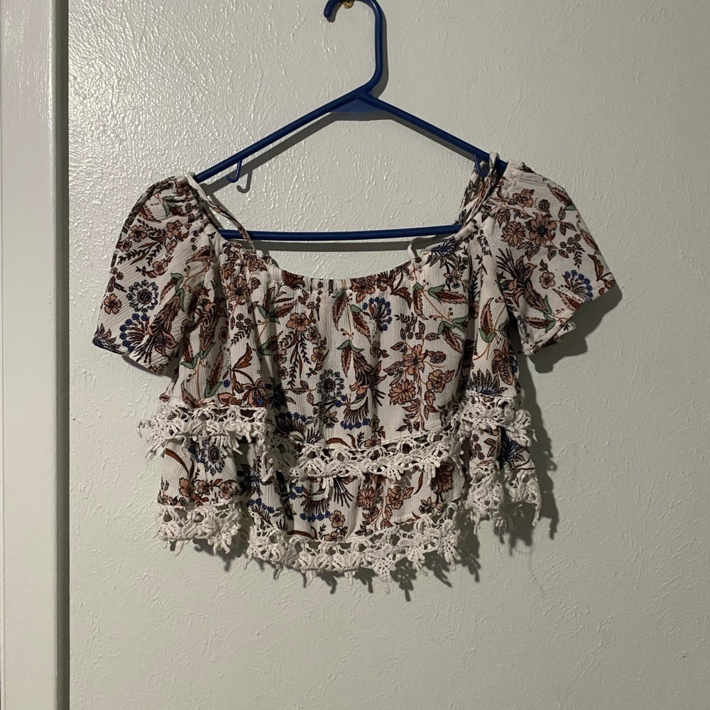Floral flower off the shoulder shirt